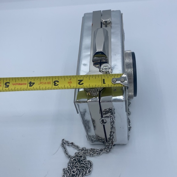 Charming Charlie Camera Photo Silver Purse Clutch Crossbody Handbag - Picture 11 of 11